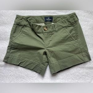 AE MIDI Twill Shorts, Olive Green, Size 00